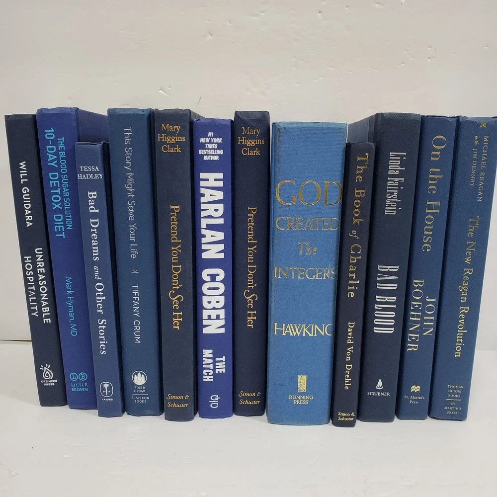 Interior Styling Shelf Filler Decoration Book Set Blue Hardcover Lot of 12